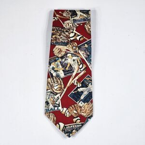 Spencer & Lowe Tie Necktie Men Blue Baseball Bat Glove Catch Ball Classic Width